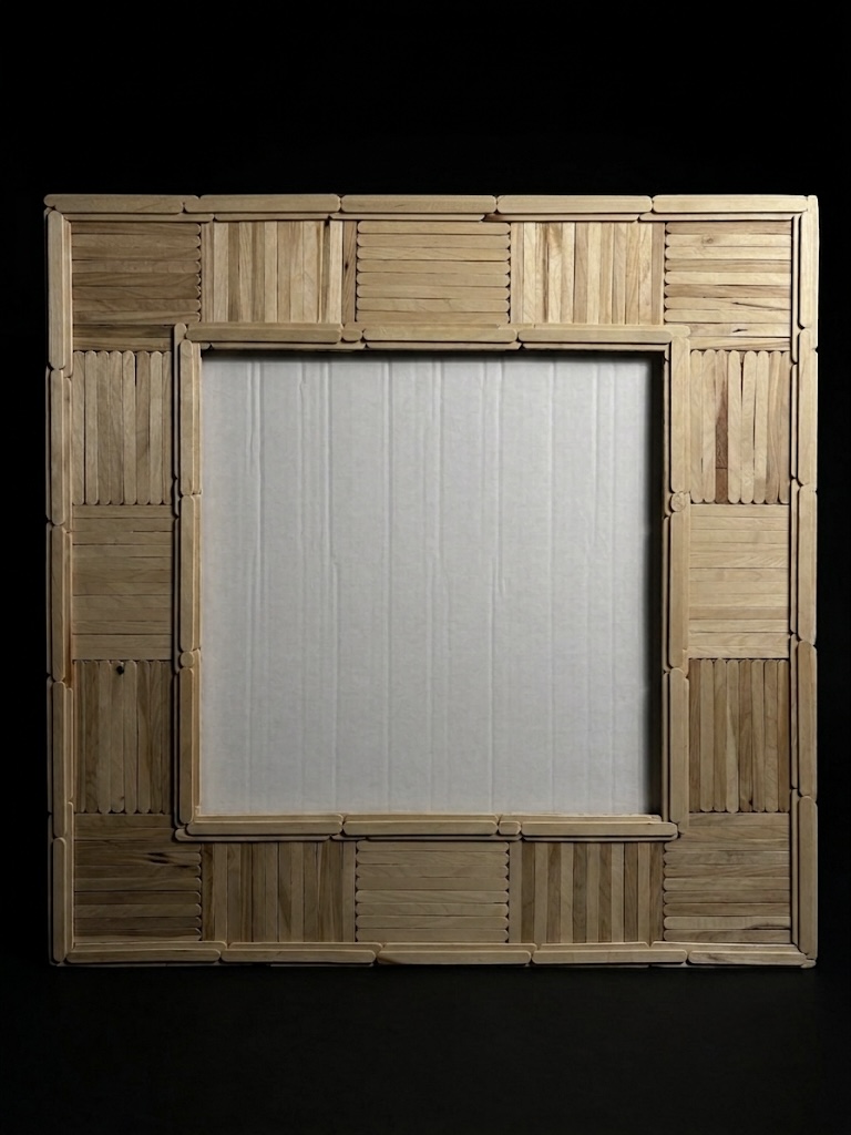 Craft stick frame with natural wood