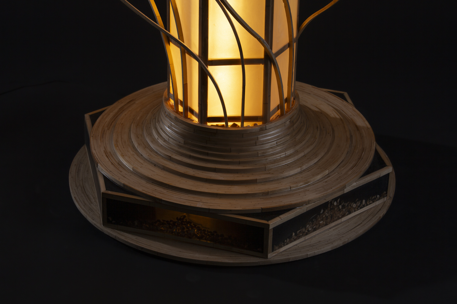 Vessel — 7ft 4in lamp sculpture lit showing base detail