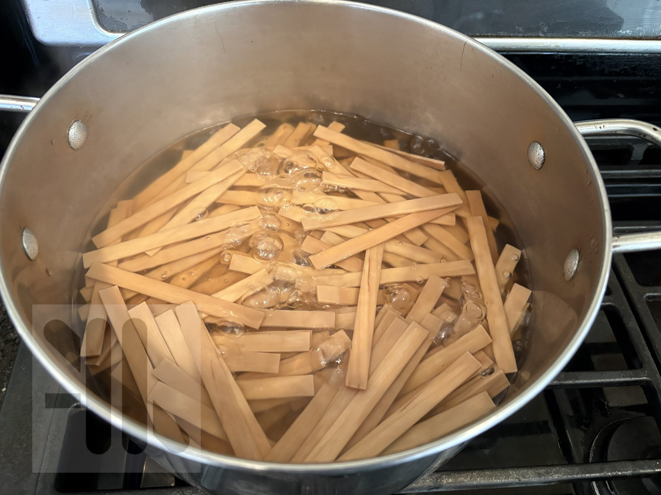 Sticks boiling to become pliable