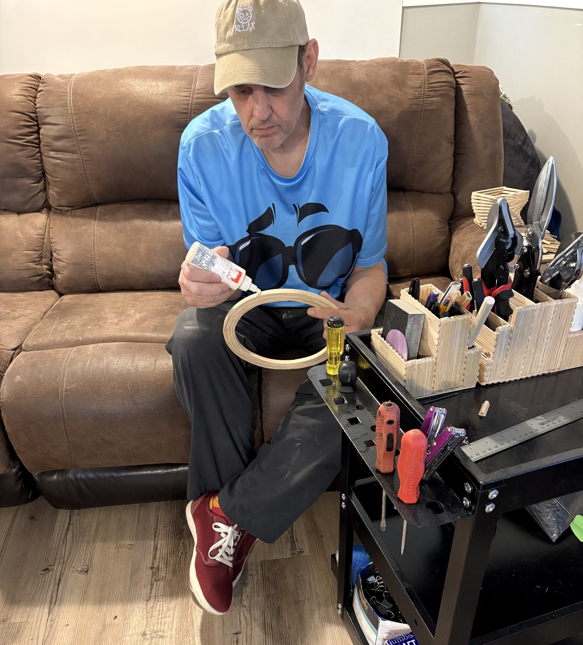 The everyday workspace where pieces are built